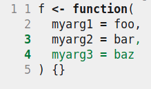 diff where only the comma after `bar` and the line with the new argument are highlighted