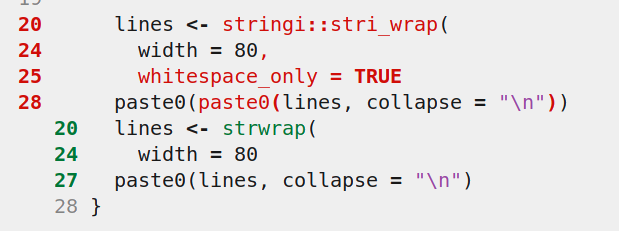 diff where the parentheses of a nested call are nicely highlighted