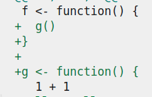 uncool diff that shows lines modified in both the wrapper and the function without matching delimiters